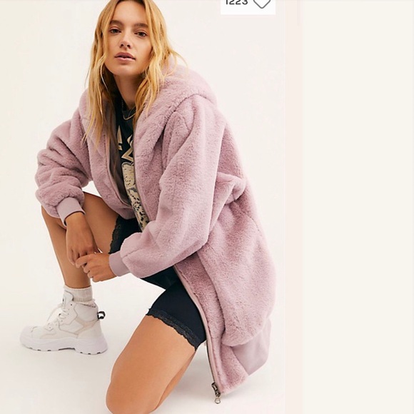 Free people Turn up zip off faux fur coat JACKET
